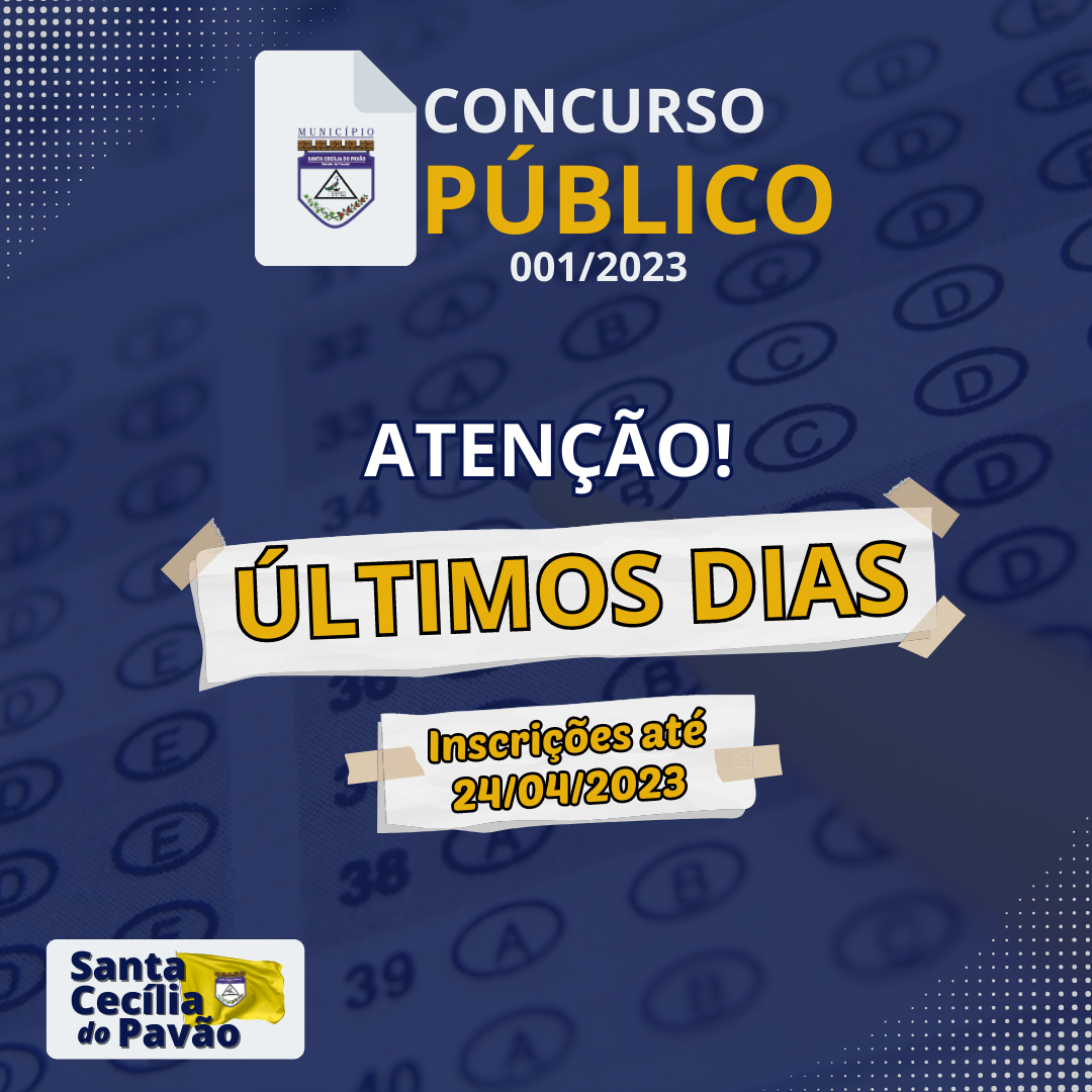 Últimos dias! Inscrições do Concurso Público da Prefeitura de